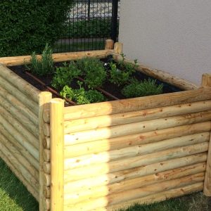 HOCHBEET, Größe 0: 1,12 x 1,30 x 0,70m vormontierter Bausatz aus Rundholz